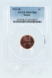 2011-D PCGS MS67RD Lincoln Shield Cent Business Strike 1C