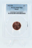 2011-D PCGS MS67RD Lincoln Shield Cent Business Strike 1C