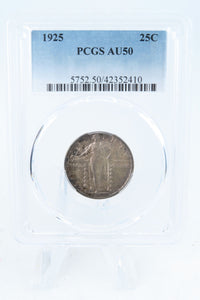 1925-P PCGS AU50 Standling Liberty Quarter Business Strike 25C