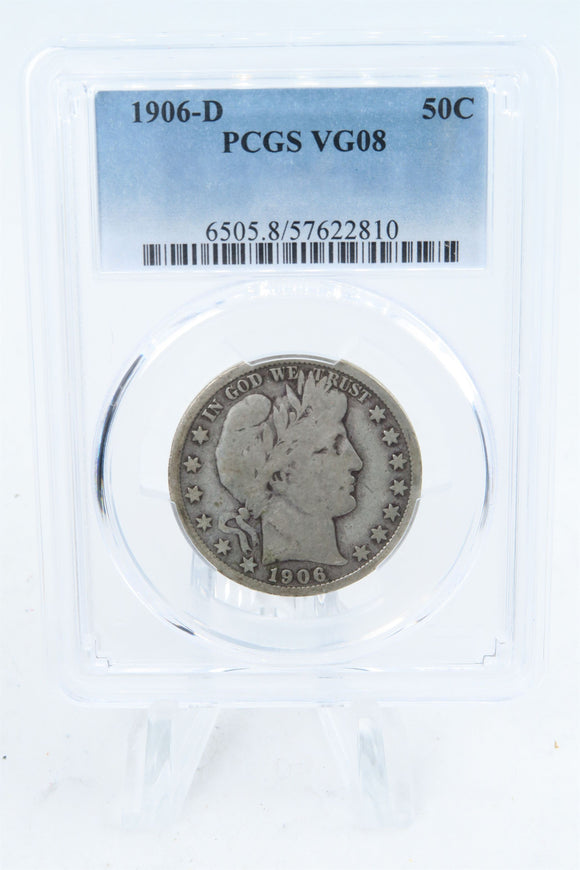 1906-D PCGS VG08 Barber Half Dollar Business Strike 50C