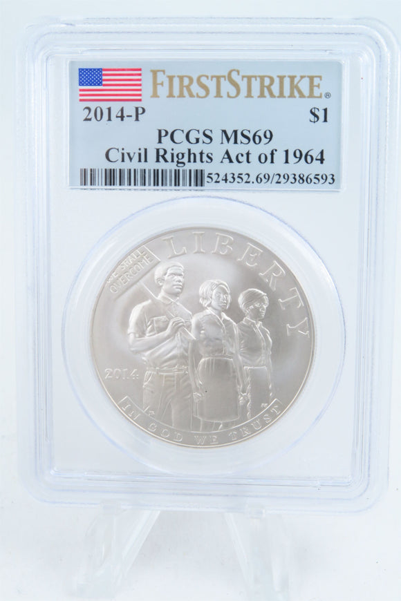 2014-P PCGS MS69 Civil Rights Act Of 1964 Silver Modern Commemorative Dollar