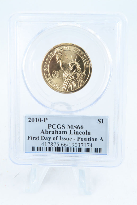 2010-P PCGS MS66 Abraham Lincoln Position A Presidential Dollar