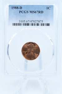 1988-D PCGS MS67RD Lincoln Memorial Cent Business Strike 1C