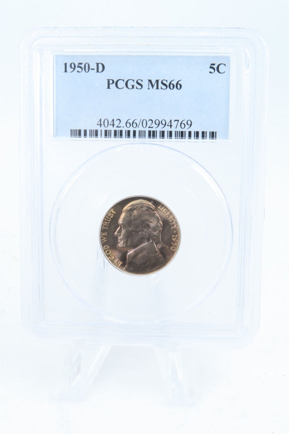1950-D PCGS MS66 Jefferson Nickel Business Strike 5C