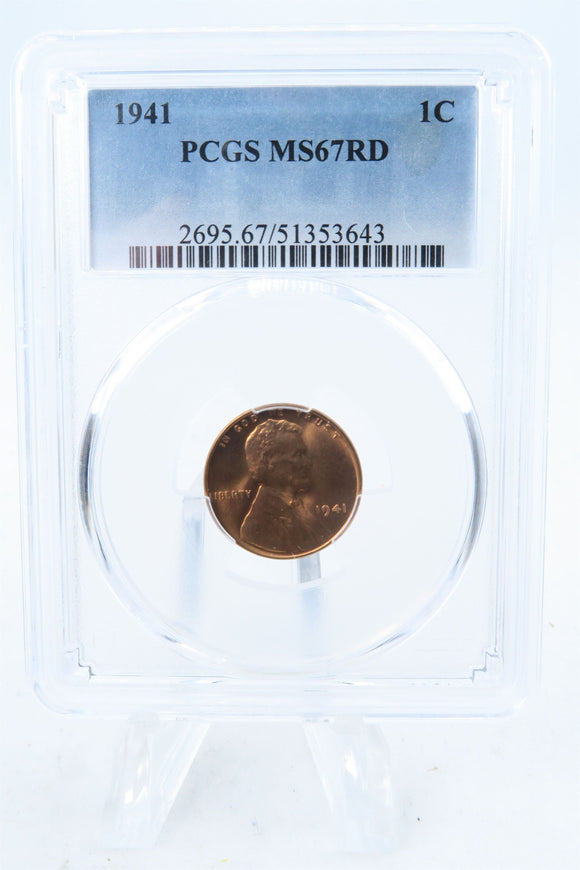 1941-P PCGS MS67RD Lincoln Wheat Cent Business Strike 1C