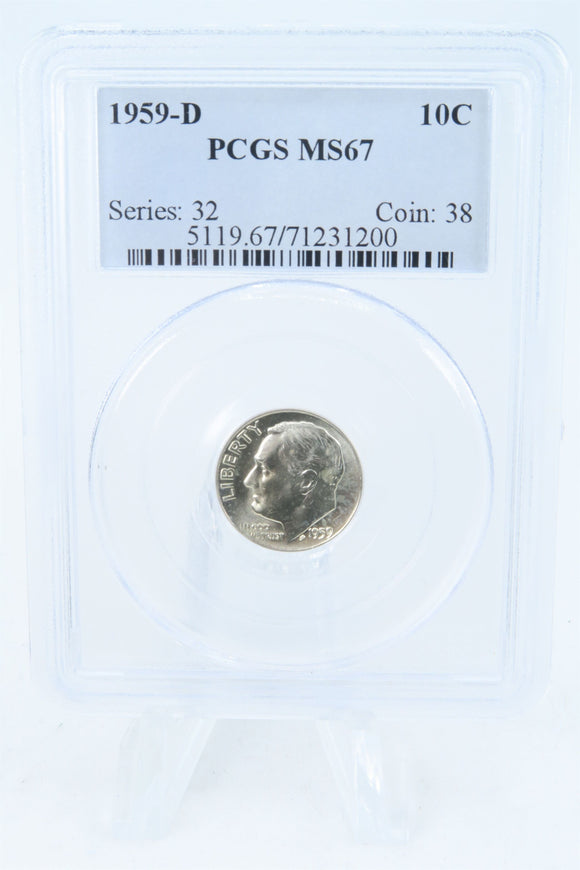 1959-D PCGS MS67 Roosevelt Dime Business Strike 10C