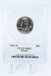 2003-D PCGS MS67 Maine State Quarter Business Strike 25C