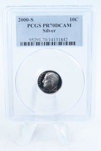 2000-S PCGS PR70DCAM Silver Roosevelt Dime Proof 10C