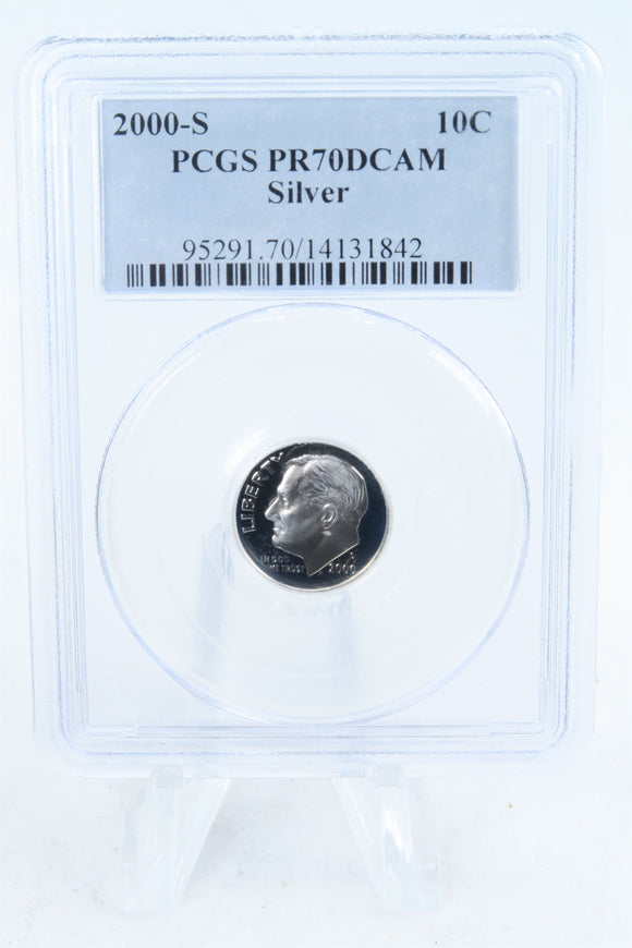 2000-S PCGS PR70DCAM Silver Roosevelt Dime Proof 10C