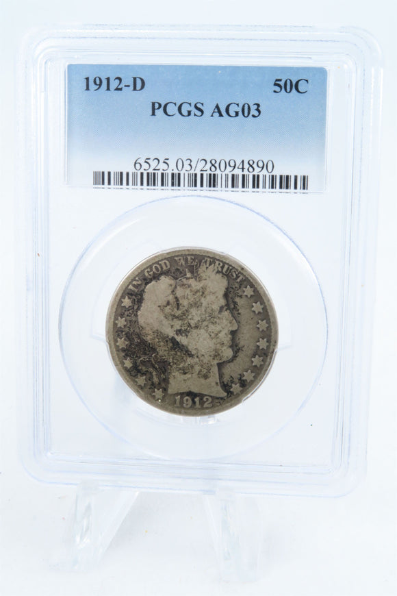 1912-D PCGS AG03 Barber Half Dollar Business Strike 50C