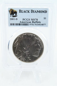 2001-D PCGS MS70 Buffalo Silver Modern Commemorative Dollar