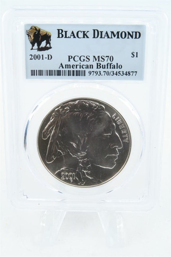 2001-D PCGS MS70 Buffalo Silver Modern Commemorative Dollar