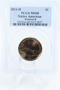 2011-D PCGS MS68 Native American Position B Dollar Business Strike