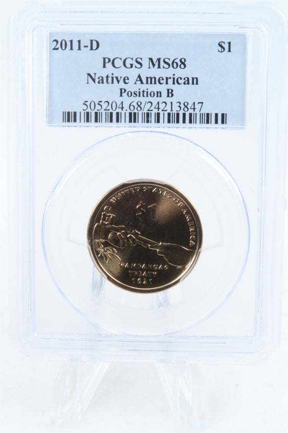 2011-D PCGS MS68 Native American Position B Dollar Business Strike