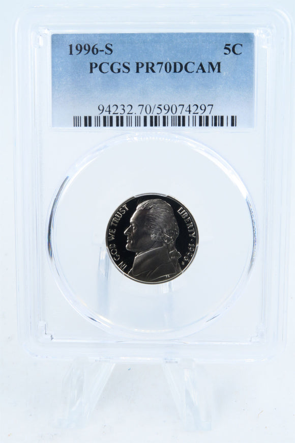 1996-S PCGS PR70DCAM Jefferson Nickel Proof 5C