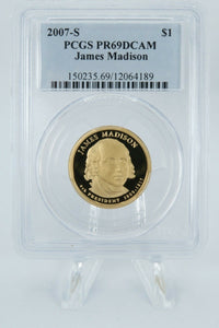 2007-S PCGS PR69DCAM James Madison Presidential Dollar Proof