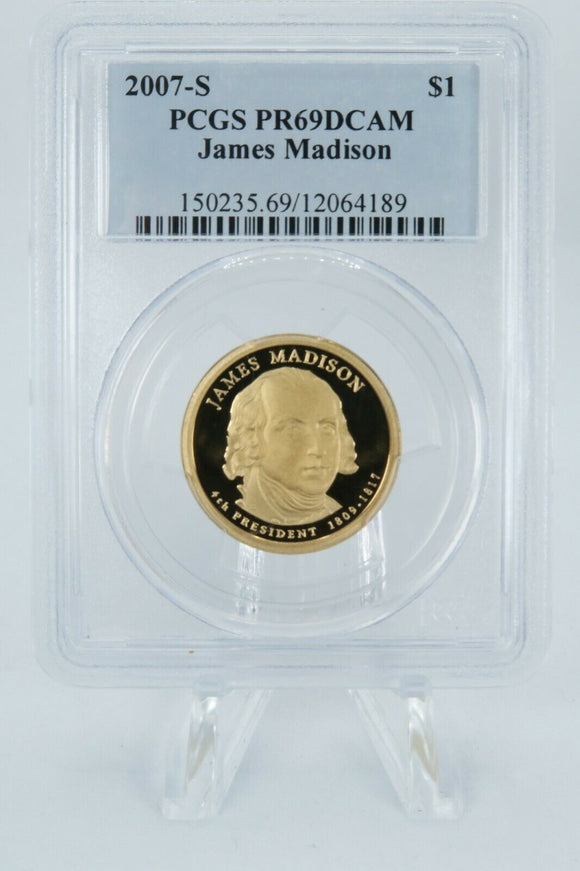 2007-S PCGS PR69DCAM James Madison Presidential Dollar Proof