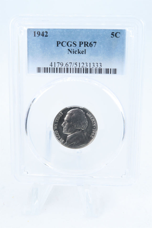 1942-P PCGS PR67 Type 1 Jefferson Nickel Proof 5C