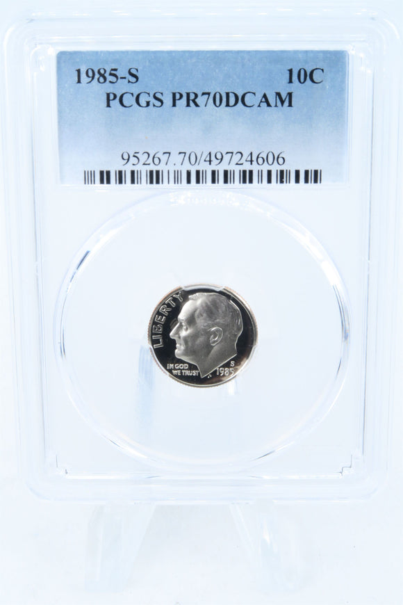 1985-S PCGS PR70DCAM Roosevelt Dime Proof 10C