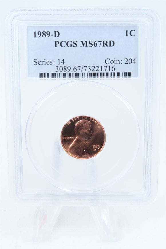1989-D PCGS MS67RD Lincoln Memorial Cent Business Strike 1C