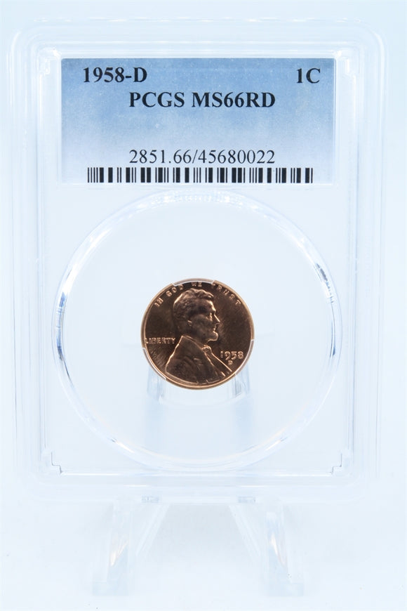 1958-D PCGS MS66RD Lincoln Wheat Cent Business Strike 1C