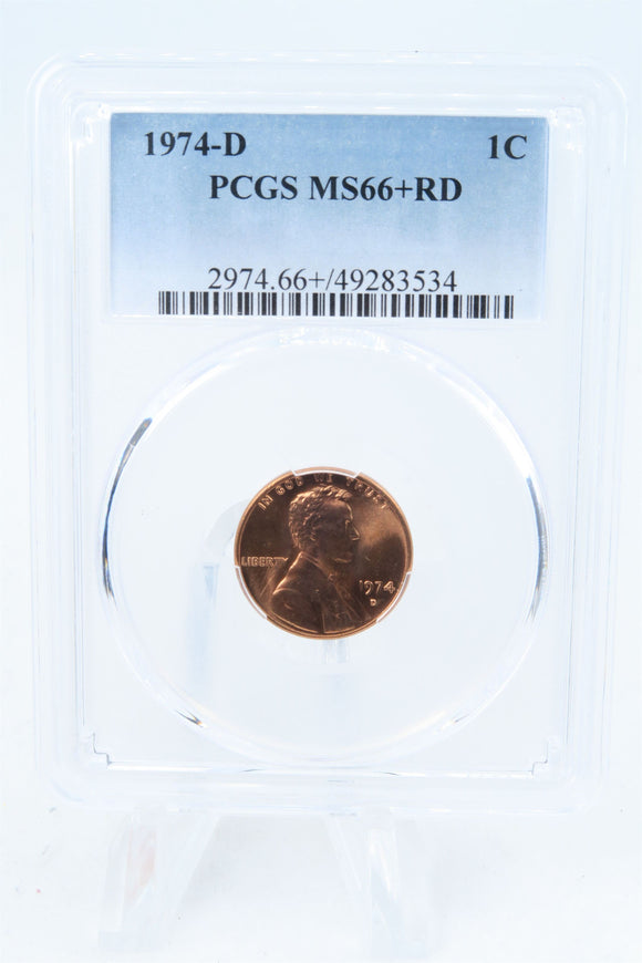 1974-D PCGS MS66+RD Lincoln Memorial Cent Business Strike 1C