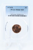1974-D PCGS MS66+RD Lincoln Memorial Cent Business Strike 1C