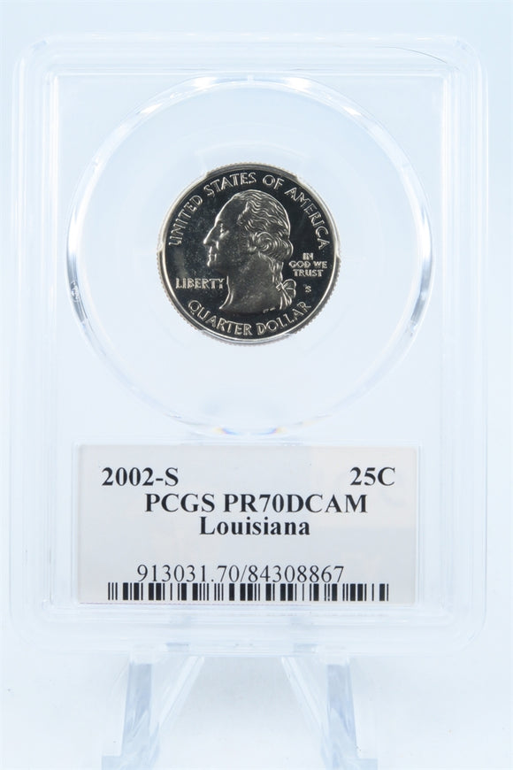 2002-S PCGS PR70DCAM Louisiana State Quarter Proof 25C