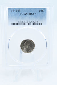 1946-S PCGS MS67 Roosevelt Dime Business Strike 10C