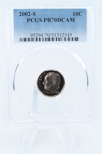 2002-S PCGS PR70DCAM Roosevelt Dime Proof 10C