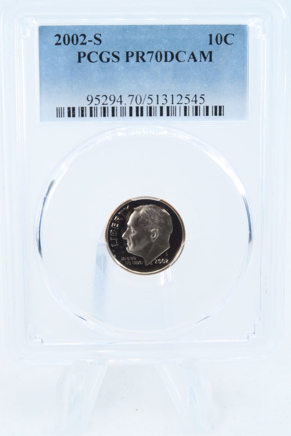 2002-S PCGS PR70DCAM Roosevelt Dime Proof 10C