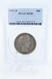 1907-D PCGS XF40 Barber Half Dollar Business Strike 50C