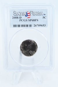 2008-D PCGS SP68FS Satin Finish Full Steps Jefferson Nickel 5C