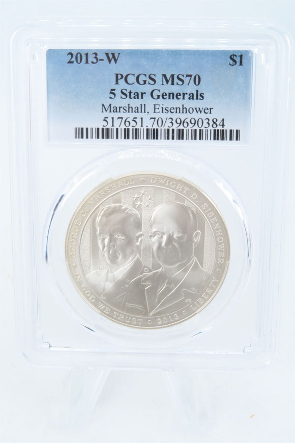 2013-W PCGS MS70 5 Star Generals Silver Modern Commemorative Dollar
