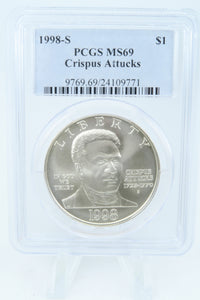 1998-S PCGS MS69 Crispus Attucks Silver Modern Commemorative Dollar