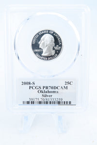 2008-S PCGS PR70DCAM Silver Oklahoma State Quarter Proof 25C