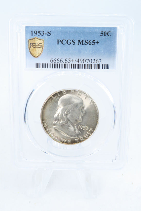 1953-S PCGS MS65+ Franklin Half Dollar Business Strike 50C