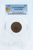 1864-P PCGS MS62BN Large Motto Two (2) Cent Piece Business Strike 2C