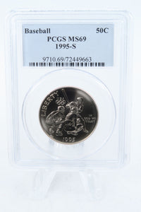 1995-S PCGS MS69 Baseball Modern Commemorative Half Dollar 50C
