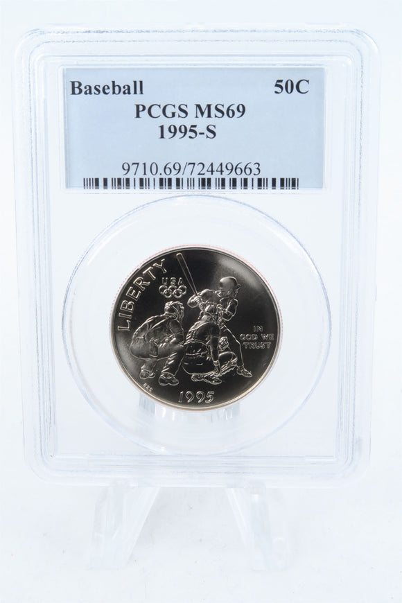 1995-S PCGS MS69 Baseball Modern Commemorative Half Dollar 50C