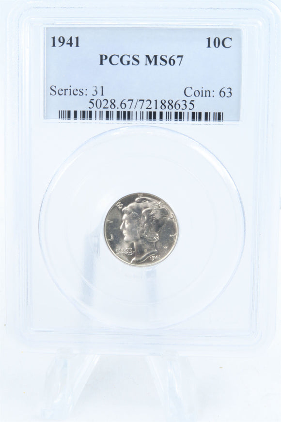 1941-P PCGS MS67 Mercury Dime Business Strike 10C