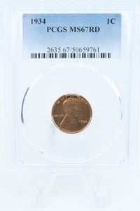 1934-P PCGS MS67RD Lincoln Wheat Cent Business Strike 1C