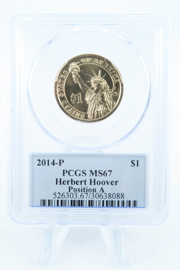 2014-P PCGS MS67 Herbert Hoover Position A Presidential Dollar