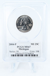 2004-P PCGS MS67 Michigan State Quarter Business Strike 25C