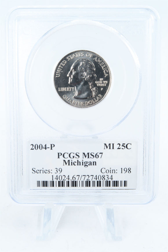 2004-P PCGS MS67 Michigan State Quarter Business Strike 25C