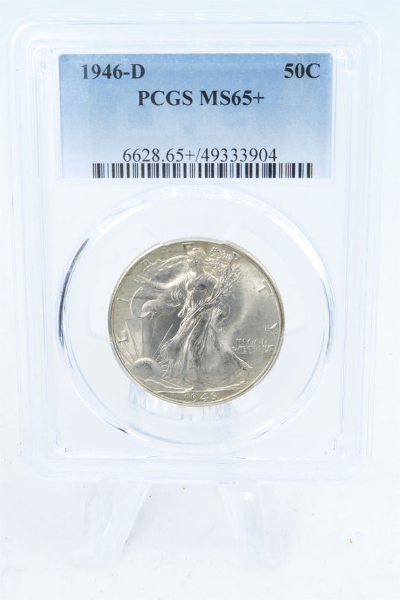 1946-D PCGS MS65+ Walking Liberty Half Dollar Business Strike 50C