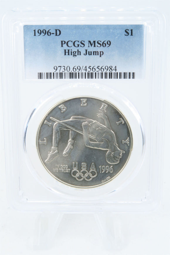 1996-D PCGS MS69 High Jump Silver Modern Commemorative Dollar