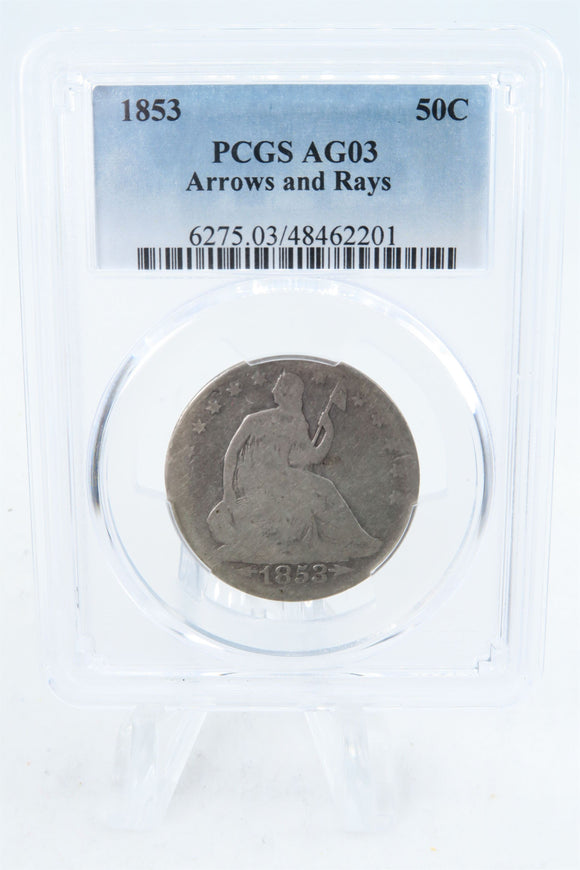 1853-P PCGS AG03 Liberty Seated Half Dollar Business Strike 50C