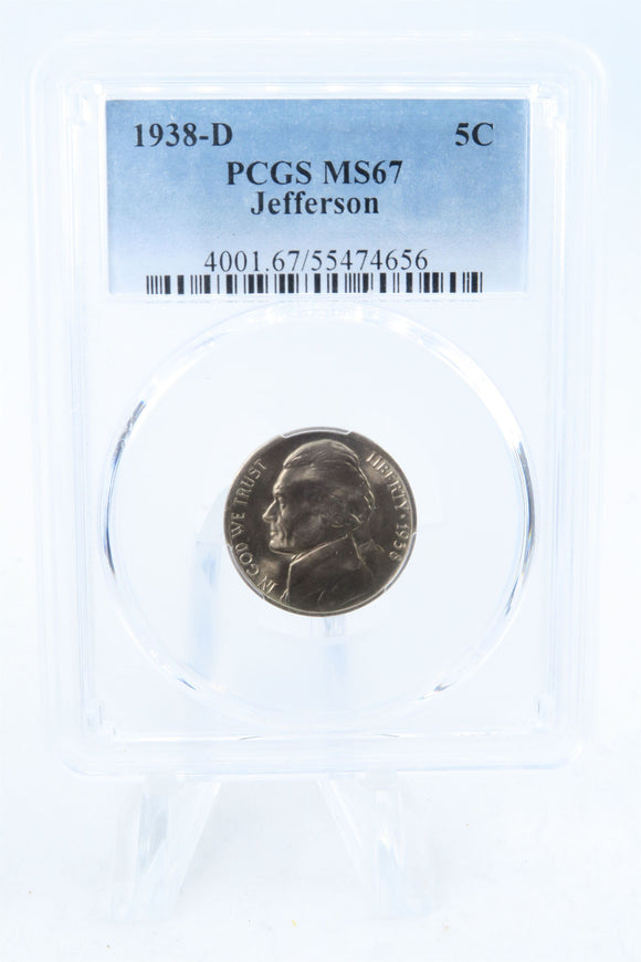1938-D PCGS MS67 Jefferson Nickel Business Strike 5C