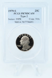 1979-S PCGS PR70DCAM Type 2 Washington Quarter Proof 25C